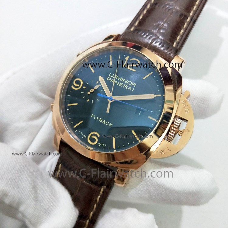 Best Quality Panerai PAM 525 Luminor Flyback Rose Gold Watch 44